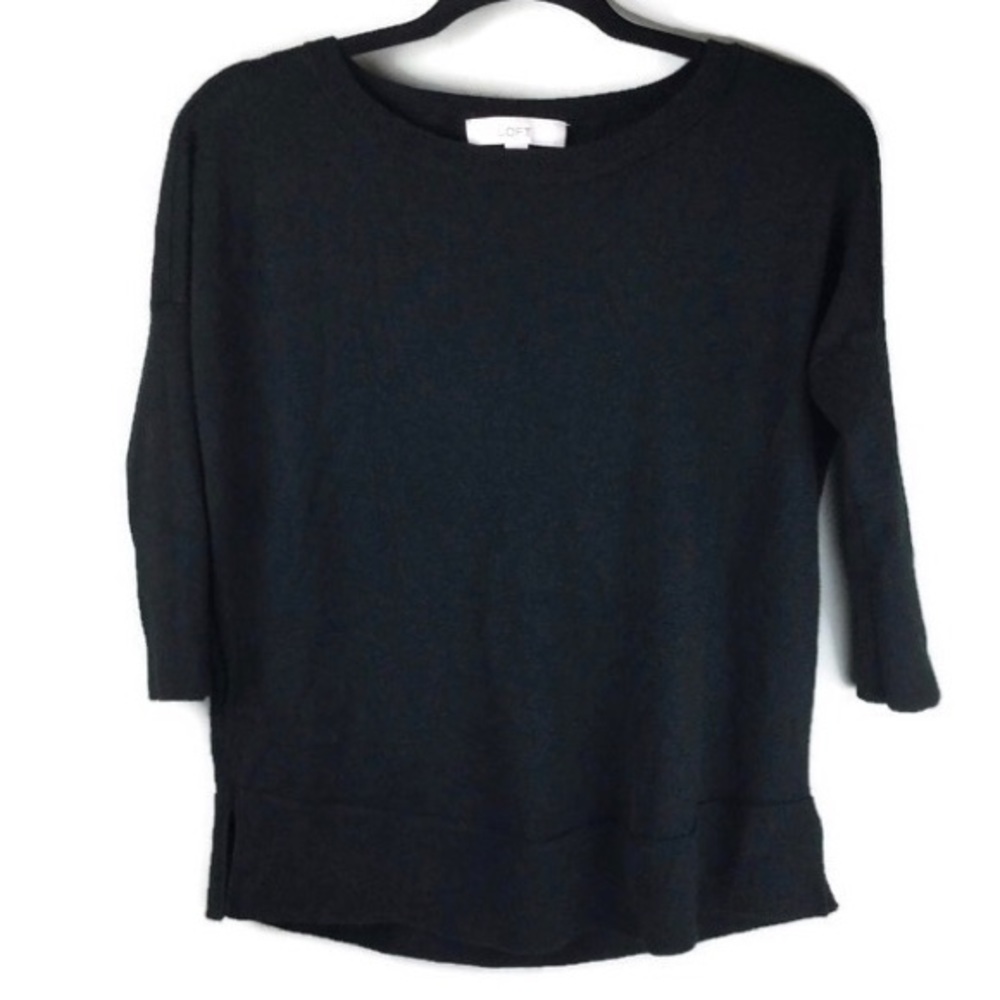 Loft Merino Wool Split Side 3/4 Sleeve Sweater XS
